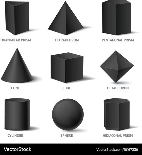 Solid geometric shapes set Royalty Free Vector Image