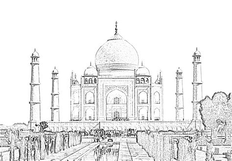 Stock Pictures: Taj Mahal Sketch and Silhouettes