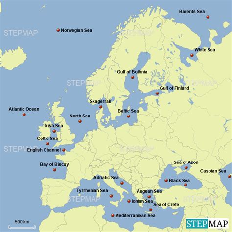 Europe Map With Bodies Of Water