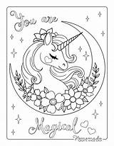 Magical Unicorn Coloring Page  Beautiful Download Printable PDF sketch template