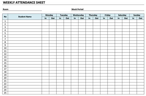 Daycare Attendance Sheet Printable - Printable Templates