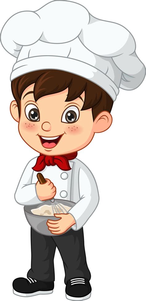 lindo niño pequeño chef cocinero mezclando ingredientes en un tazón ...