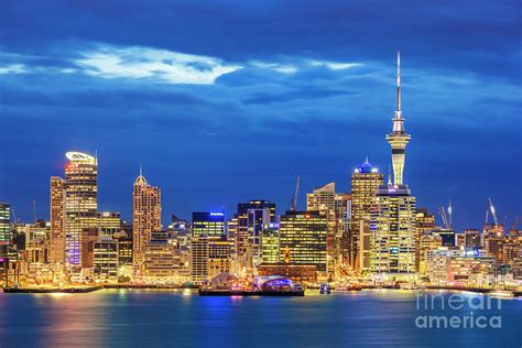 Auckland Skyline at night, New Zealand Photograph by Neale And Judith ...