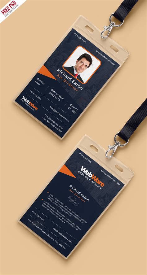 Vertical Company Identity Card Template PSD | PSDFreebies.com