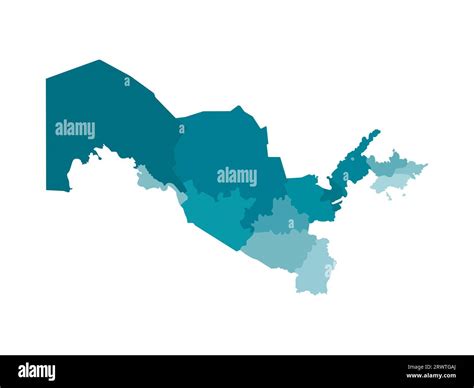 Vector isolated illustration of simplified administrative map of Uzbekistan. Borders of the ...