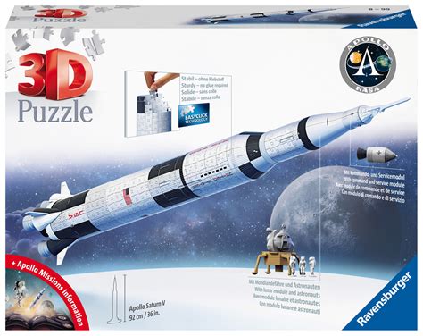 Ravensburger - 3d puzzle apollo saturn v rocket, razzo spaziale, 440 ...