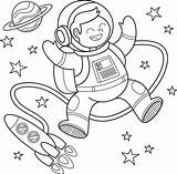 Cute And Funny coloring Page Of An astronaut rocket Satellite Planet  sketch template