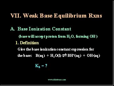 Weak Base Equilibrium Rxns