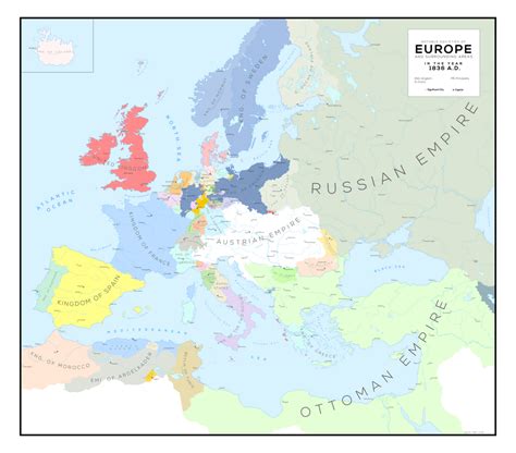 [OC] I made a map of the Victoria 2 start date - Europe and Surrounding ...