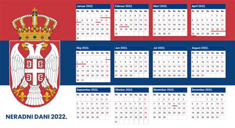 Državni i verski praznici, neradni dani i crkveni kalendar za 2022. godinu