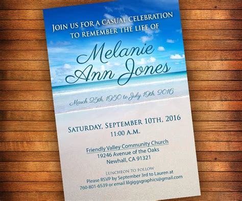 Template Free Printable Celebration Of Life Invitations