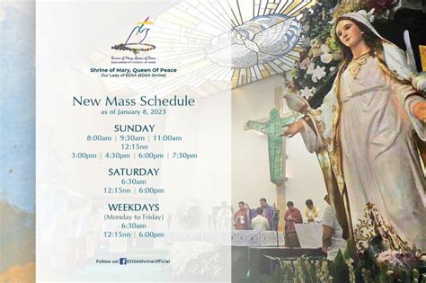 2024 EDSA Shrine Mass Schedule - Shrine of Mary, Queen Of Peace