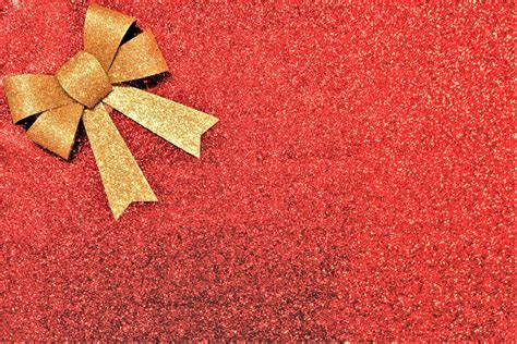Gold Bow On Red Glitter Background Free Stock Photo - Public Domain Pictures