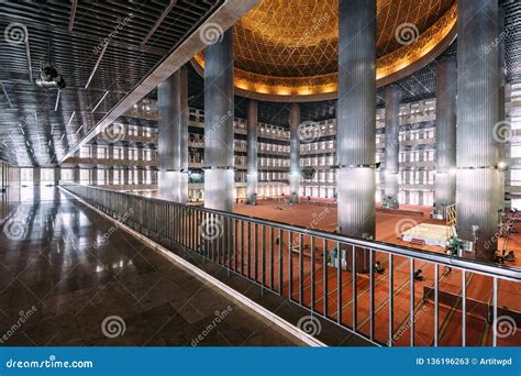 Masjid Istiqlal Interior with Prayers in Indonesia is the Largest Mosque in Southeast Asiaà¹ƒ ...