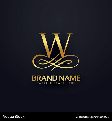 Letter w brand logo design in golden style Vector Image