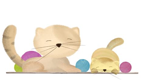 Cute Cat Playing A Yarn Ball Illustration, Paint Playing, Yarn Ball ...