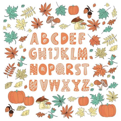 AUTUMN ALPHABET Decorative Letters Vector Illustration Set 20196246 Vector Art at Vecteezy