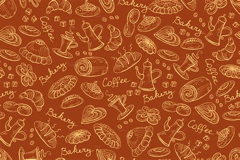 Pattern with bread bakery products ~ Patterns on Creative Market