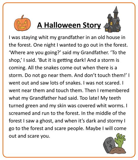 15 Best Printable Halloween Stories PDF for Free at Printablee | Halloween worksheets, Halloween ...