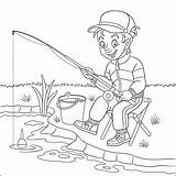 Ilustración De Página Para Colorear La Pesca Del Niño Dibujos  sketch template