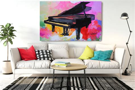 Colorful Piano, Contemporary Piano Canvas Art Print, Extra Large Piano ...