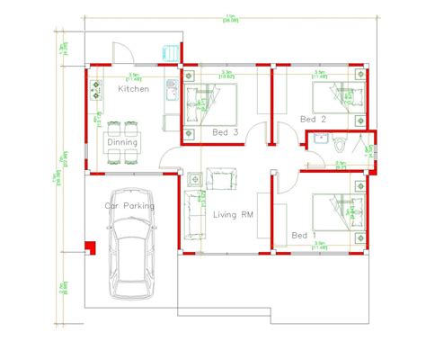 House Design 3d 11x11 Meter 36x36 Feet 3 Bedrooms Hip Roof - House Design 3D