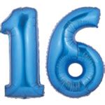 Large Blue Number 16 Balloons|Large Blue #16 Mylar Balloons