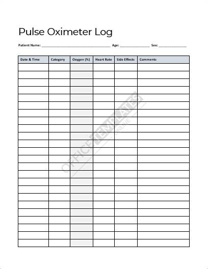 Oximeter Reading Log Template Download Printable PDF Templateroller | vlr.eng.br