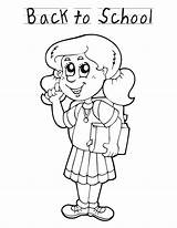 Schoolgirl Sketch Coloring Page sketch template