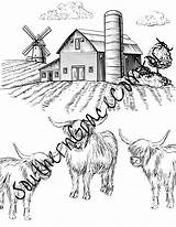 Printable Highland Cows Coloring Sheet Cattle Page  Etsy sketch template