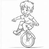 Premium Photo  A coloring Page Of boy Riding unicycle Generative Ai sketch template