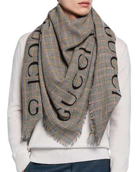 Gucci Men's Prince Of Wales Wool Scarf In Multi | ModeSens | Mens dress ...