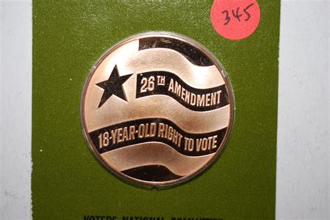 1971 Voters Nat'l Committee 26th Amendment Commemorative Medal; Solid Franklin Bronze Proof; The Fra
