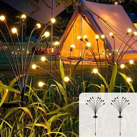 Waterproof Solar Powered Firefly Lights: 2 Pack Solar Powered Lights Firefly Lights Solar 10LED ...