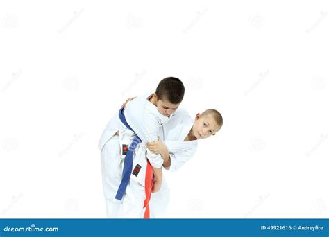 An Athlete with a Red Belt is Doing Throw Judo Stock Photo - Image of ...