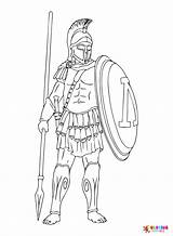 Vector Ancient Greek Warrior With A Spears And Shields In Their Hands  sketch template