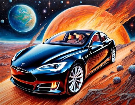 Draw Elon Musk riding inside of a Tesla on Mars - AI Generated Artwork ...