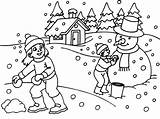 Playing Snow In The Winter Coloring Pages Printable  sketch template