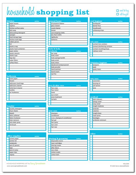 list of household items pdf - Google Search | Household items checklist, Shopping list template ...