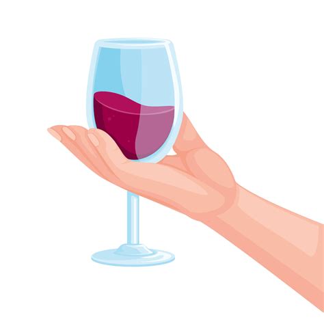 mano que sostiene la bebida de vino en el vector de ilustración de dibujos animados de símbolo ...