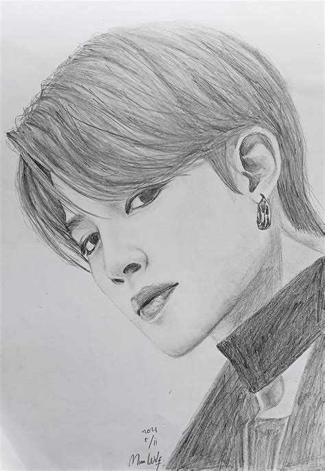 Jimin BTS Pencil Drawing Pearl Art - Illustrations ART street