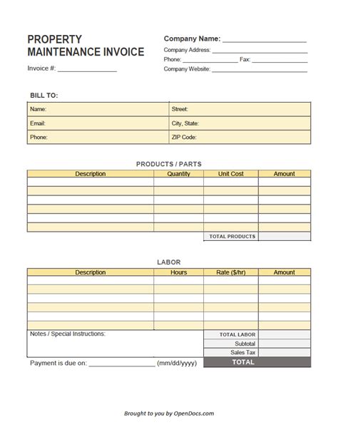 Free Property Maintenance Invoice Template | PDF | WORD | EXCEL