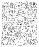 Doodle coloring Page With Cute Vegetables And Fruits Set Of healthy  sketch template