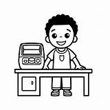 Cashier Coloring Page For Download  sketch template