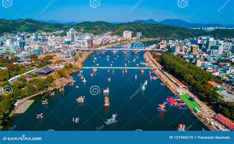 Aerial View of Jinju Namgang Yudeung Festival in Jinju City, Sou Editorial Image - Image of asia ...