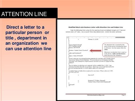 Attention Line In A Business Letter Format