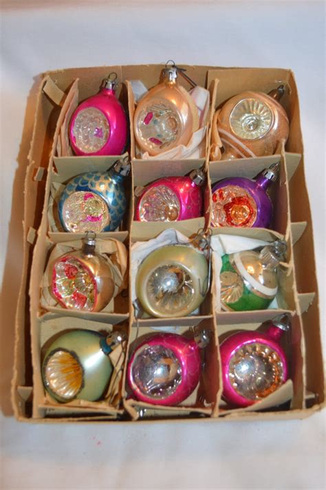 Vintage Christmas Ornaments 1950's Indent Christmas