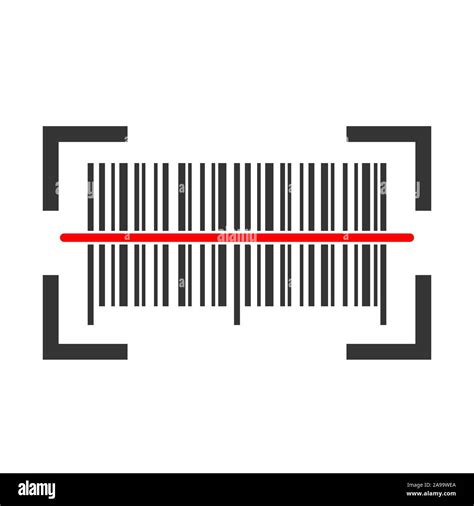 Barcode icon - vector. Barcode icon in flat style. Vector barcode icon with red laser beam Stock ...