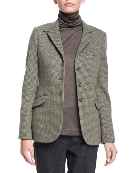 Loro Piana Mini Houndstooth Cashmere-blend Jacket in Gray - Lyst