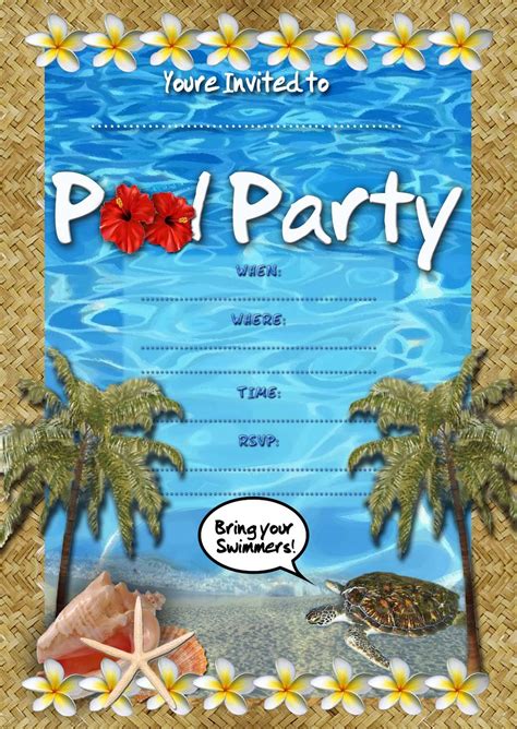 FREE Kids Party Invitations: Pool Party Invitation